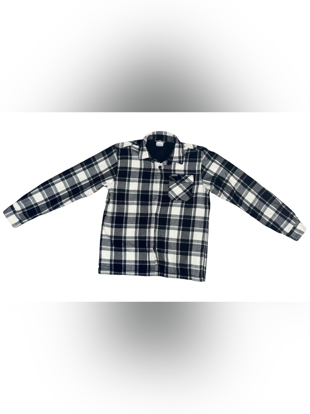 Columbia Navy and White Plaid Fleece-Lined Shirt